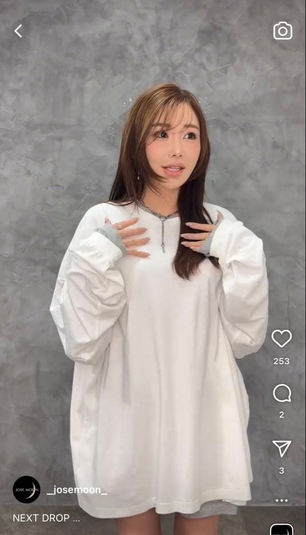 JOSE MOON ロングスリーブオーバーTシャツ ホワイト＆グレー2枚セット