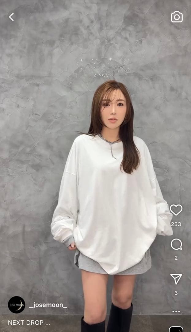 JOSE MOON ロングスリーブオーバーTシャツ ホワイト＆グレー2枚セット