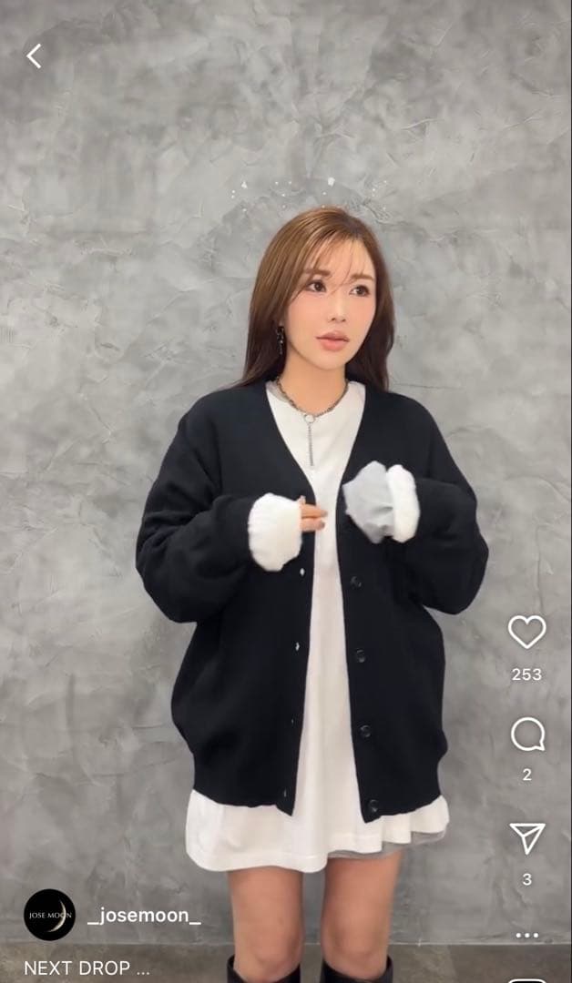 JOSE MOON ロングスリーブオーバーTシャツ ホワイト＆グレー2枚セット