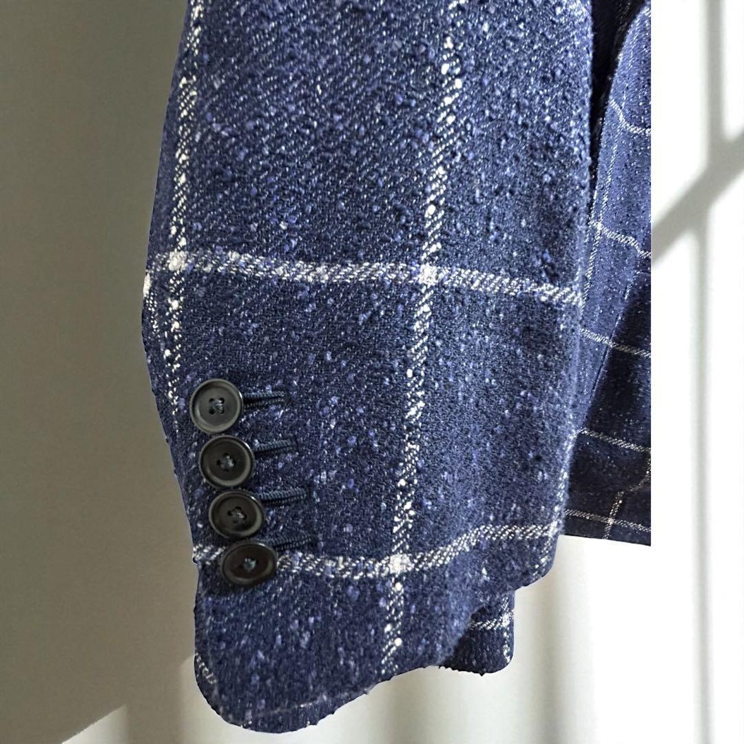 【美品】トゥモローランド フェルラ生地リネン混ジャケット ネイビー Lサイズ相当