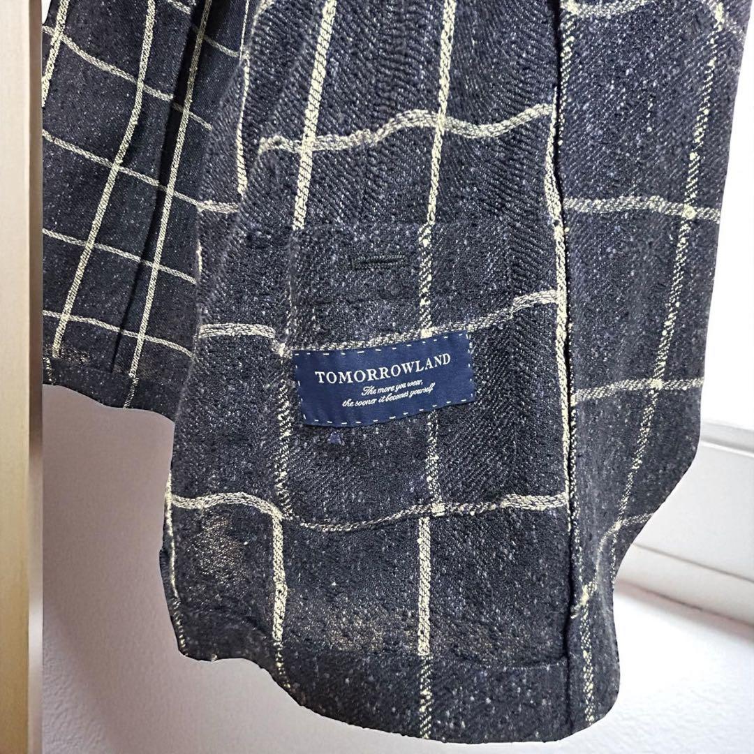 【美品】トゥモローランド フェルラ生地リネン混ジャケット ネイビー Lサイズ相当