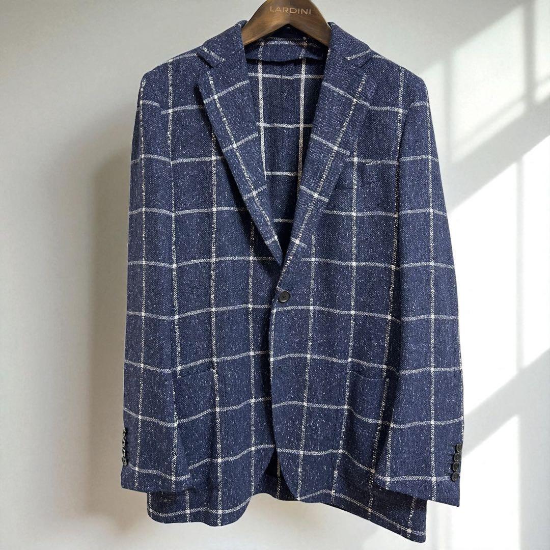 【美品】トゥモローランド フェルラ生地リネン混ジャケット ネイビー Lサイズ相当