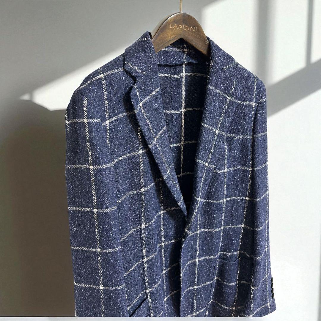 【美品】トゥモローランド フェルラ生地リネン混ジャケット ネイビー Lサイズ相当