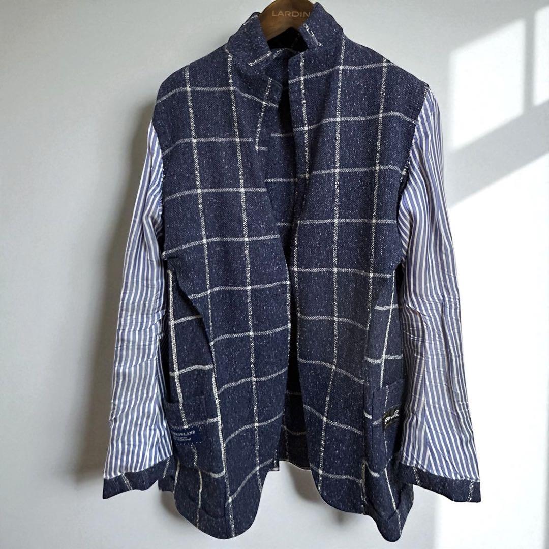 【美品】トゥモローランド フェルラ生地リネン混ジャケット ネイビー Lサイズ相当