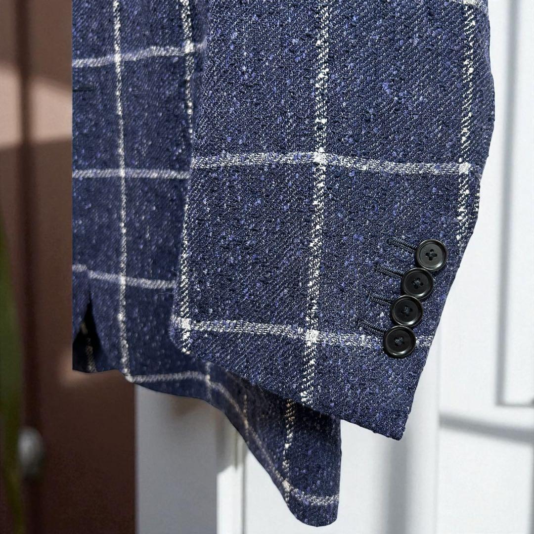 【美品】トゥモローランド フェルラ生地リネン混ジャケット ネイビー Lサイズ相当