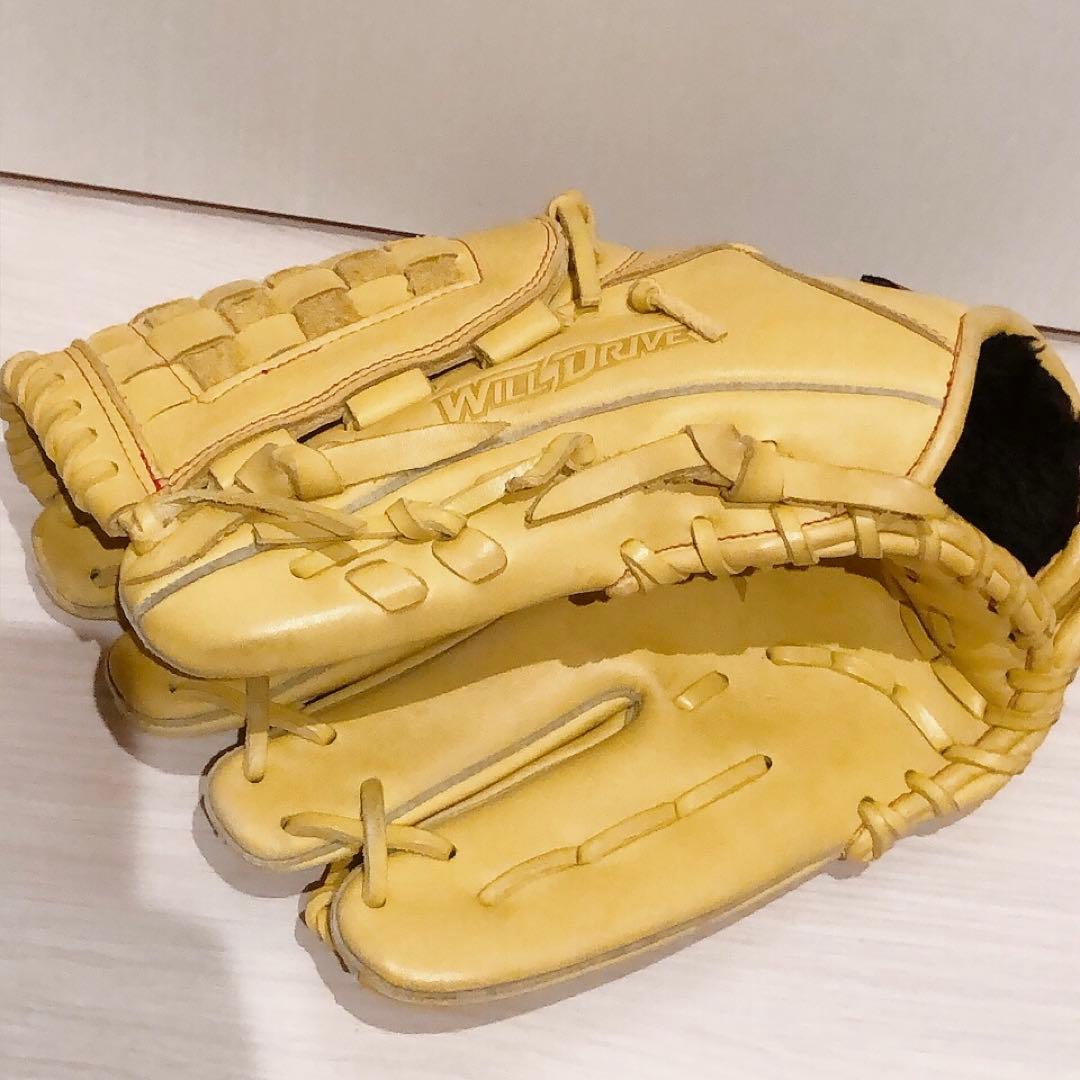 【美品・左投げ用】ミズノ 軟式グローブ WILL DRIVE RED イエロー