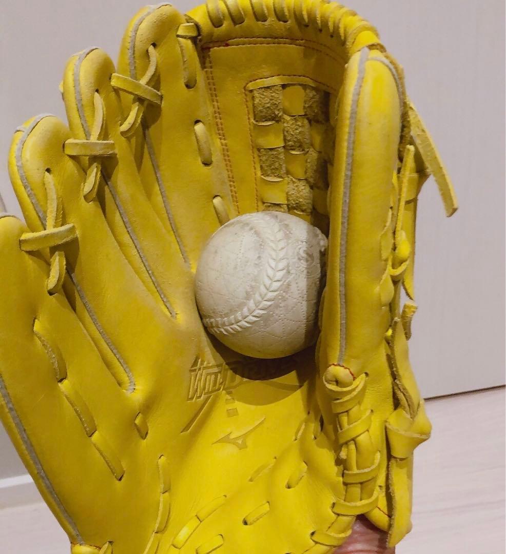【美品・左投げ用】ミズノ 軟式グローブ WILL DRIVE RED イエロー