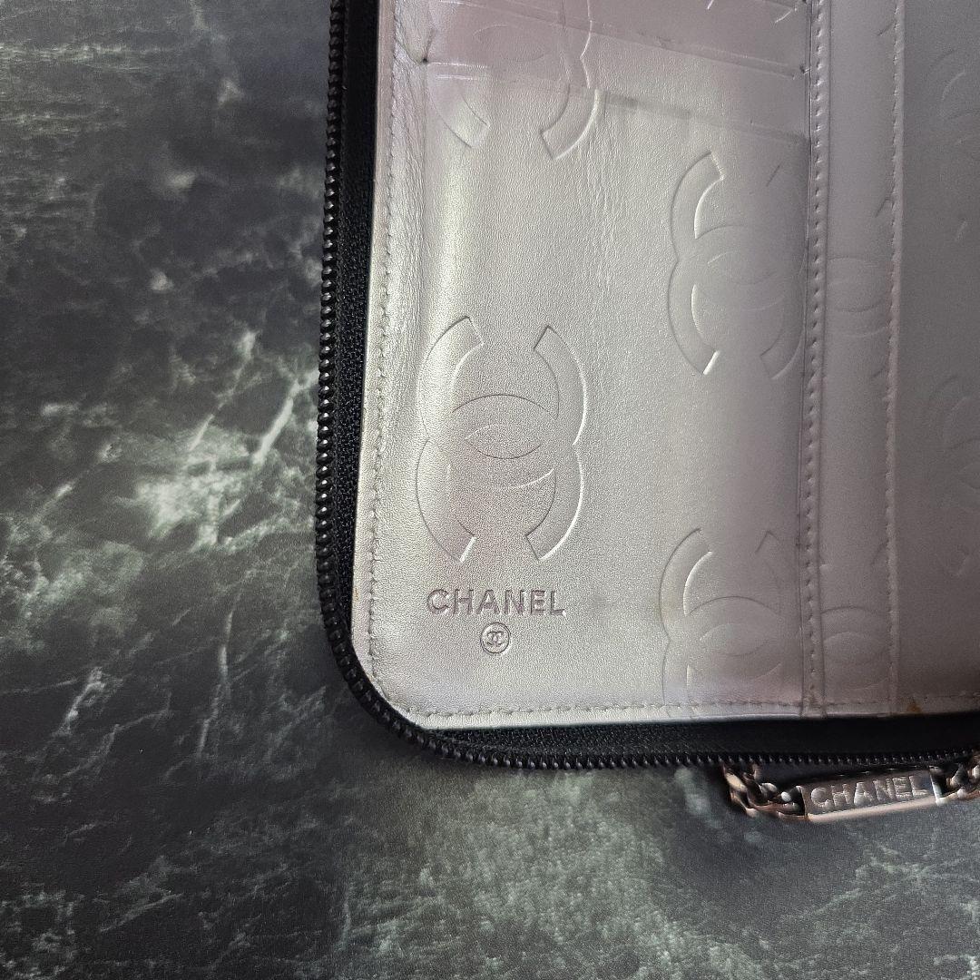 極美品CHANEL オーガナイザーカンボンライン長財布 黒 シルバー　ココマーク