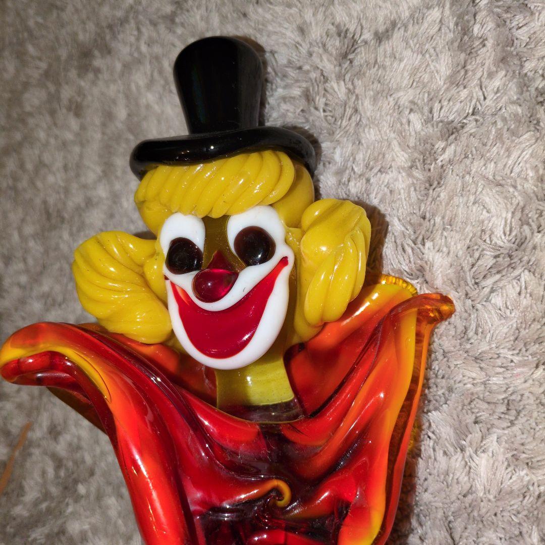 イタリア　ムラーノガラス　ピエロ　大きめサイズ置物