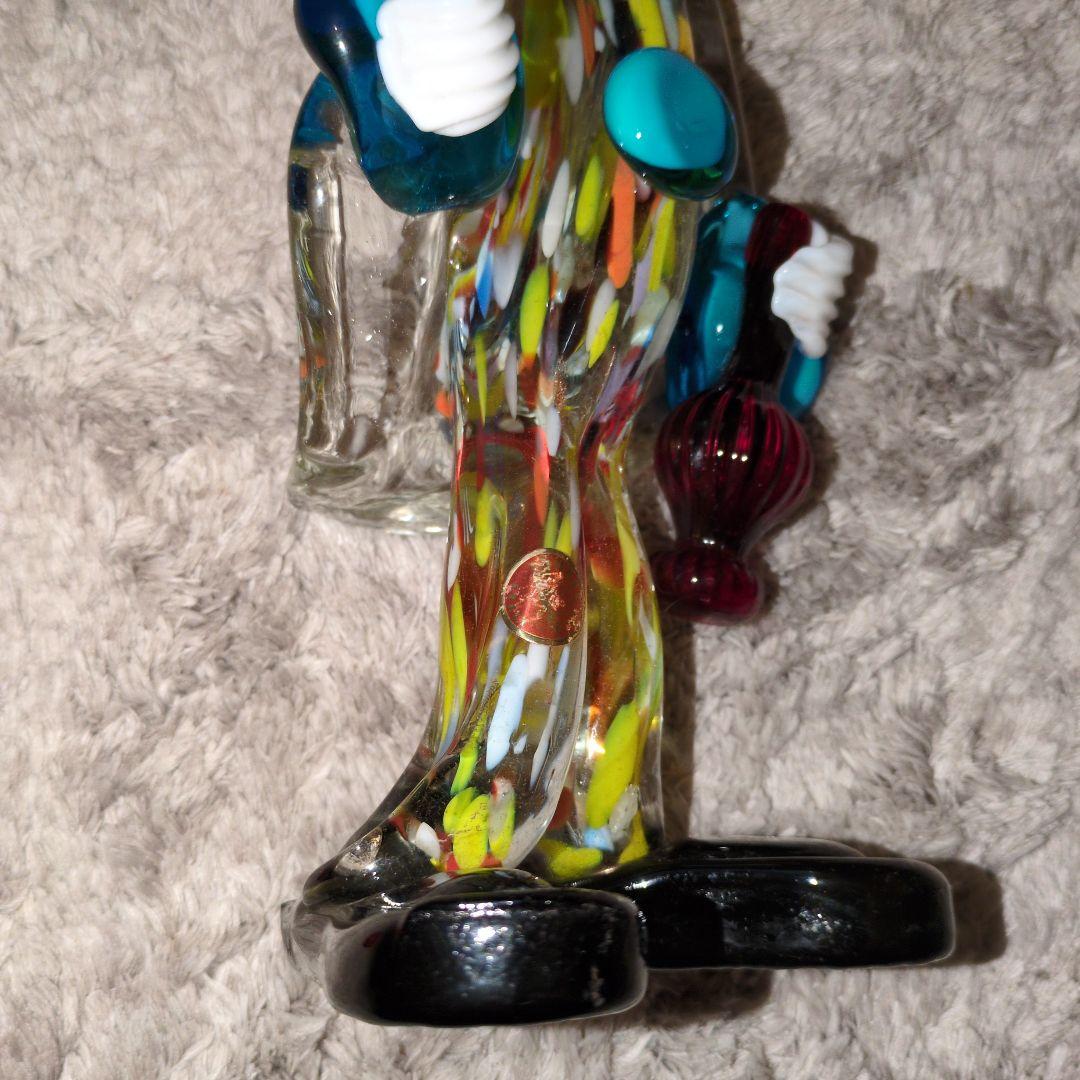 イタリア　ムラーノガラス　ピエロ　大きめサイズ置物