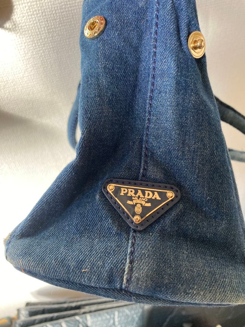 PRADA カナパ　デニム　ハンドバッグ