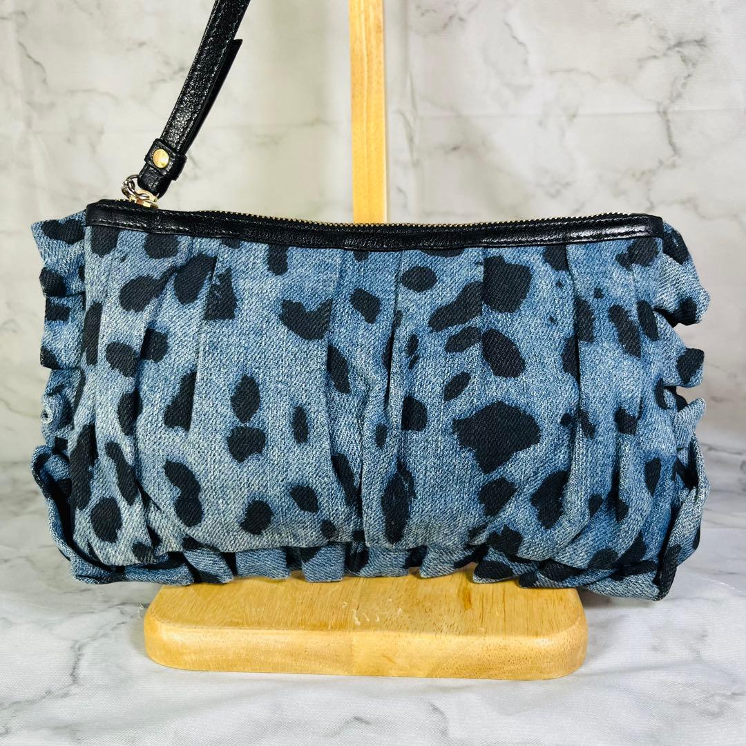 【希少】Dolce＆Gabbana　ドルガバ　クラッチバッグ　デニム　レオパード