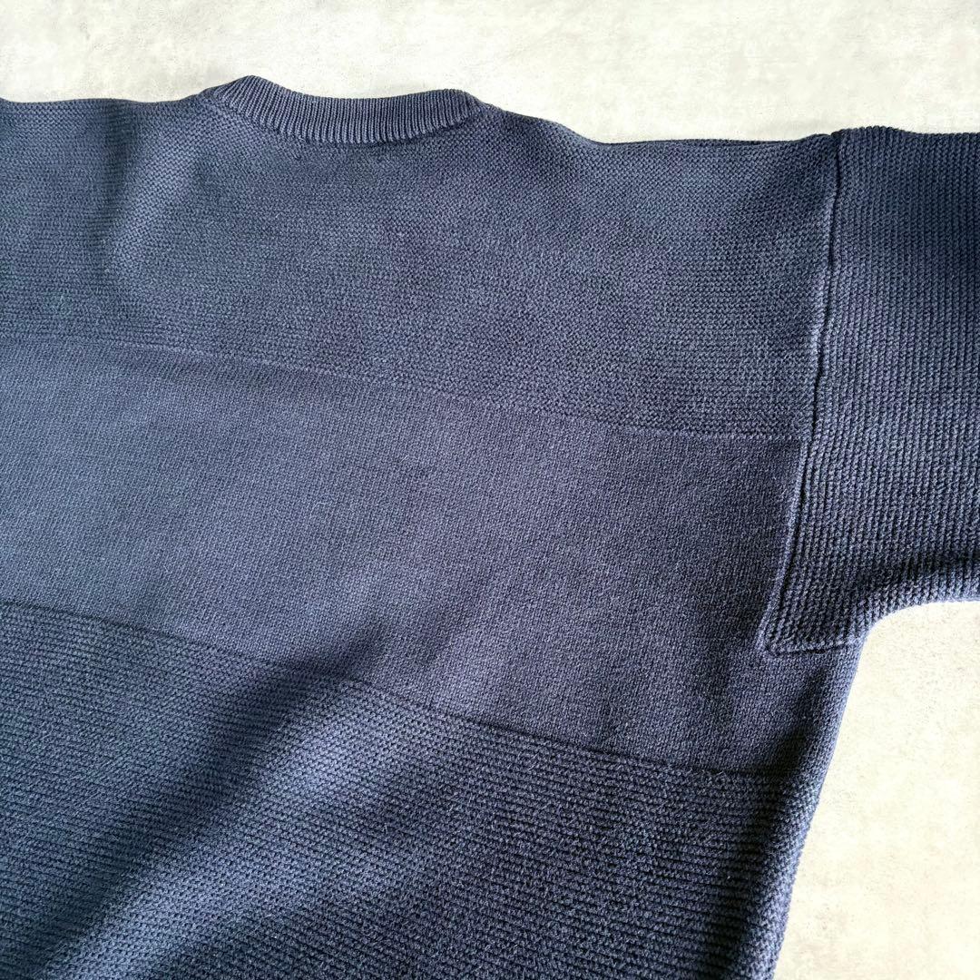 Burberrys 英国製 クレスト刺繍 ホースロゴ コットンニット ネイビー