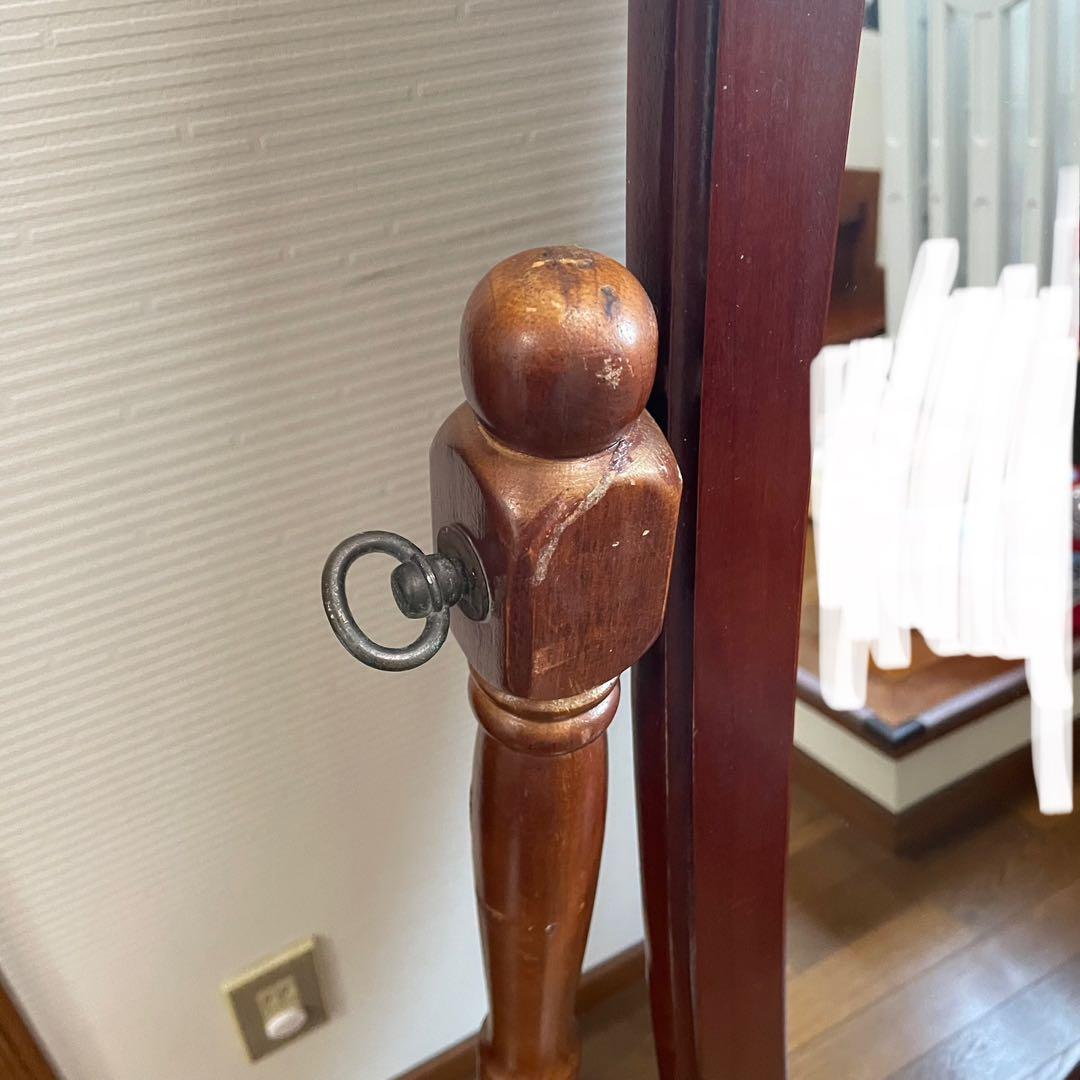 アンティーク調 オーバル型 ヴィンテージ レトロ スタンドミラー 木製 姿鏡