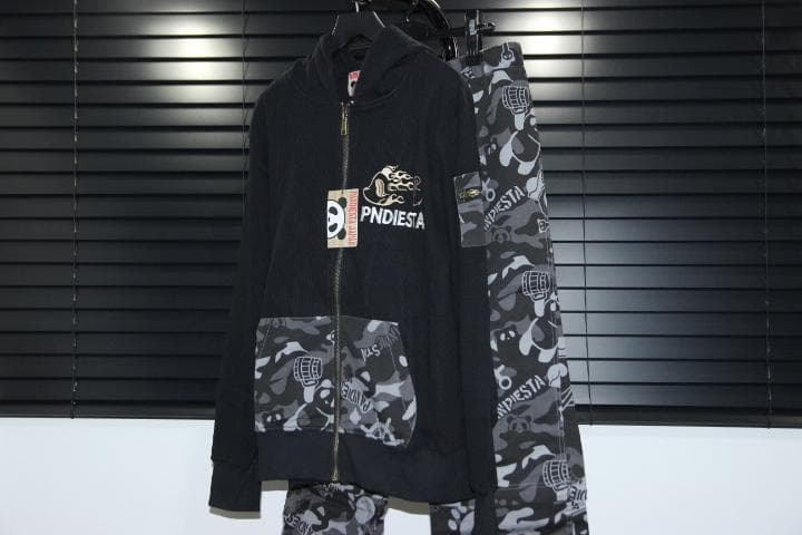 パンディエスタ サーマルパーカ＋２WAY迷彩パンツ L 黒 PANDIESTA