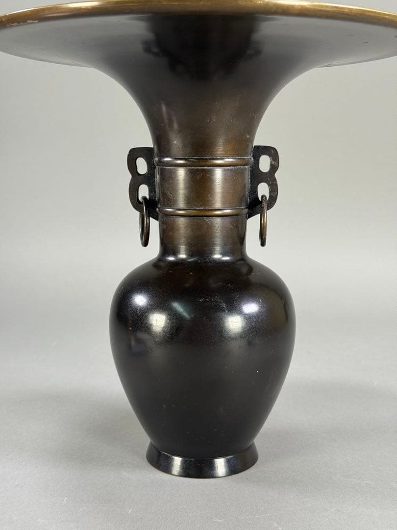 いけばな　池坊 唐銅花瓶 立花　花器　花瓶　華道具高さ:24.5cm