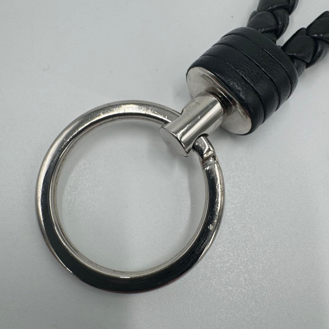 美品 BOTTEGA VENETA レザー イントレチャート キーリング 黒