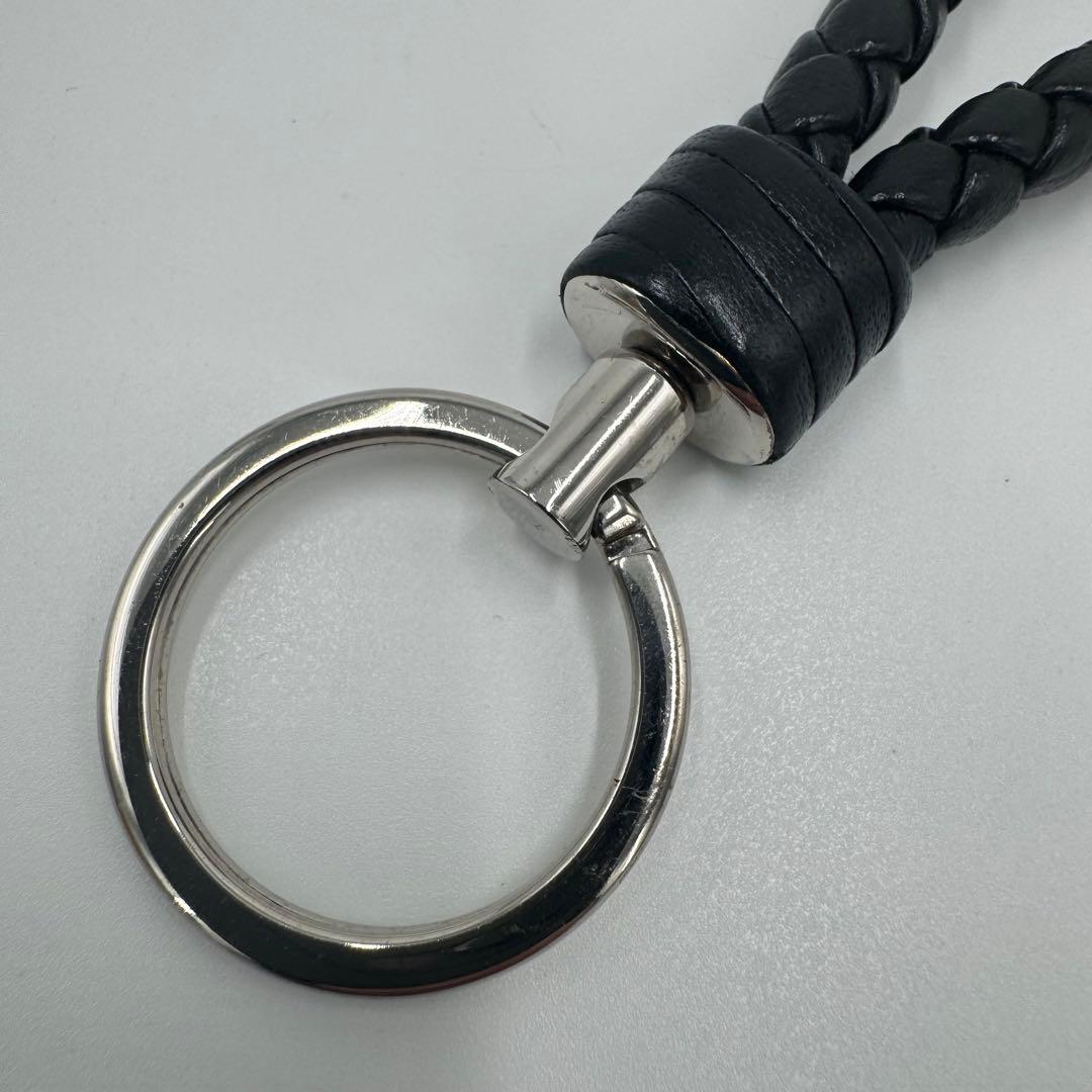 美品 BOTTEGA VENETA レザー イントレチャート キーリング 黒