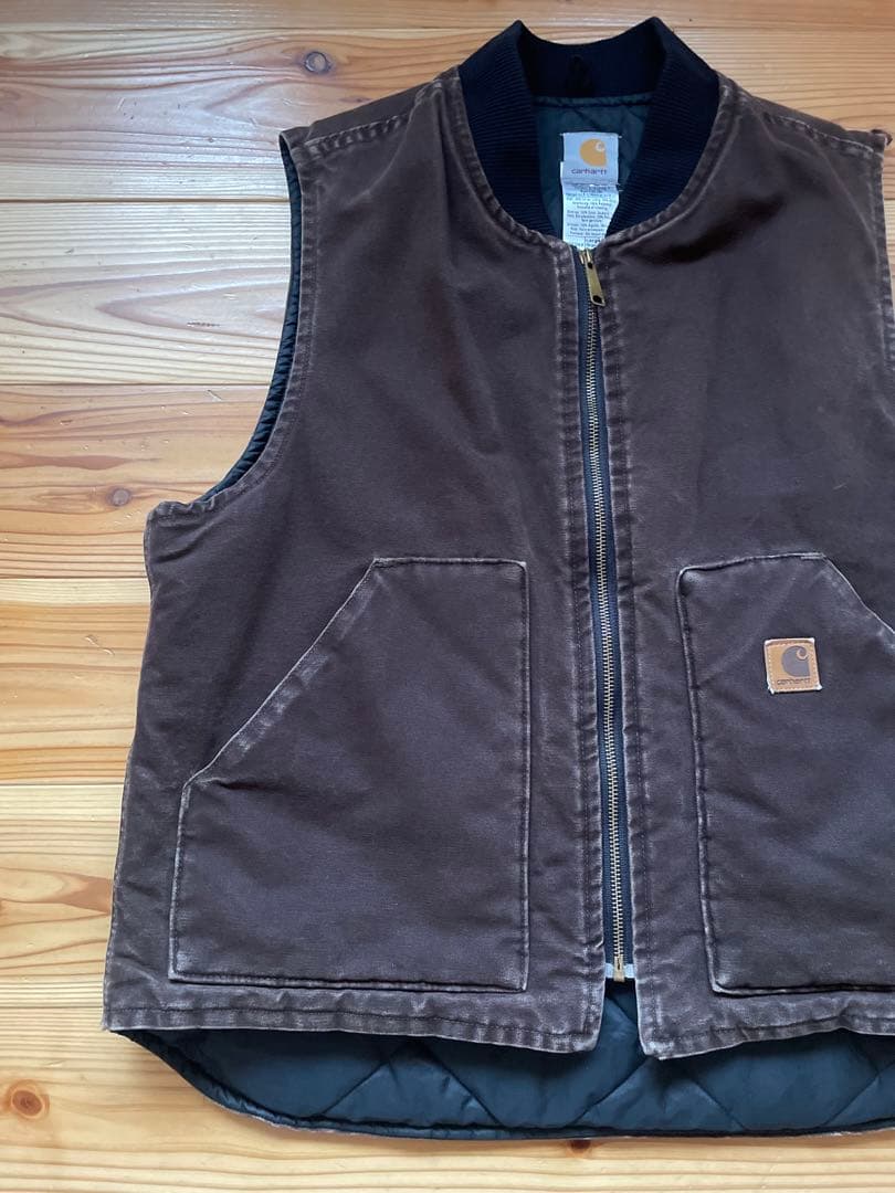 carhartt カーハート USA製 ダック ベスト ブラウン フェード 古着