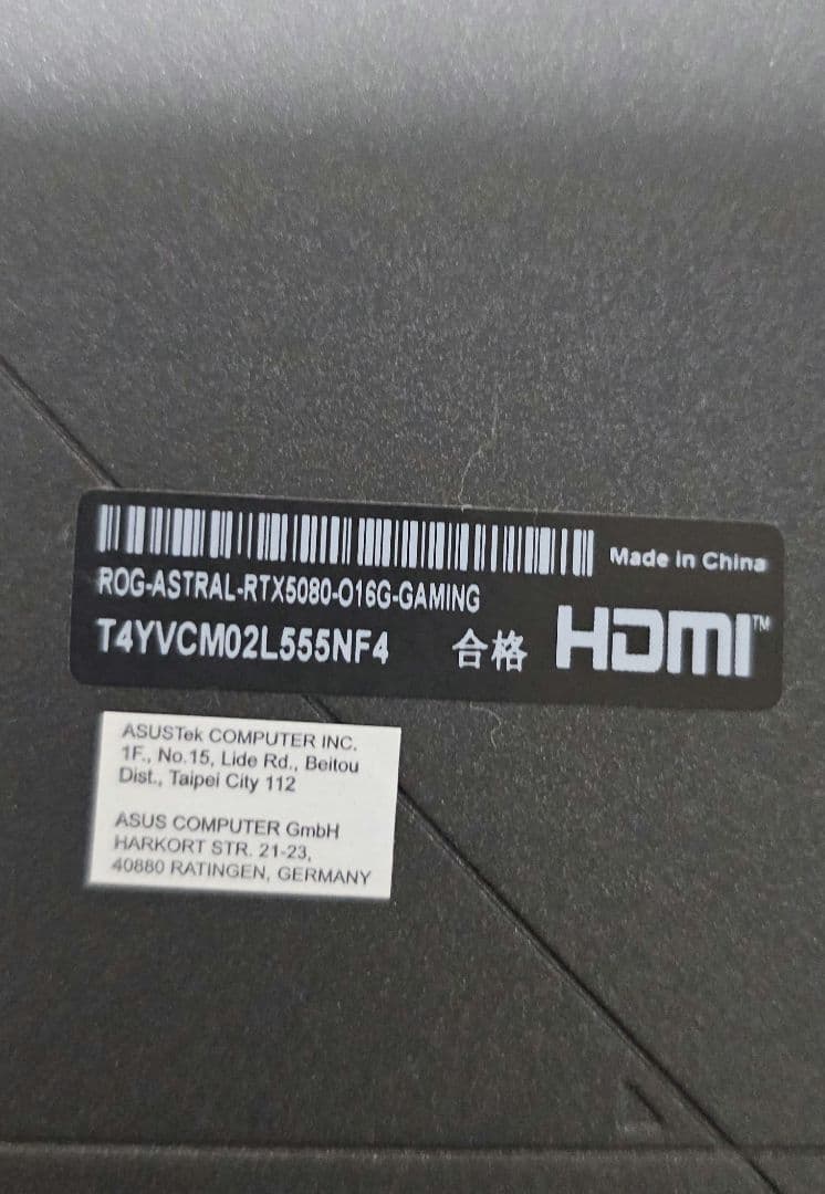 グラフィックボード・グラボ・ビデオカード ASUS ROG GeForce RTX5080 16GB