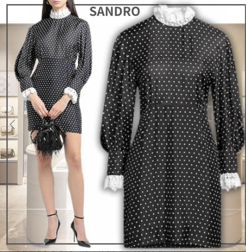 SANDRO　ドットミニワンピース　レース　ブラック　36　サンドロ