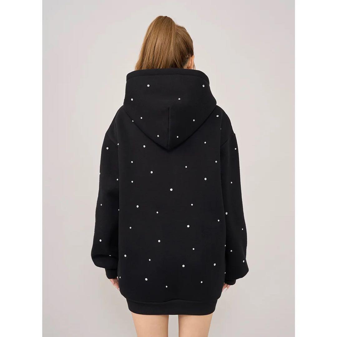 新品タグ付 ダーリッチ ブラック DDロゴビジュージップパーカー F フリー