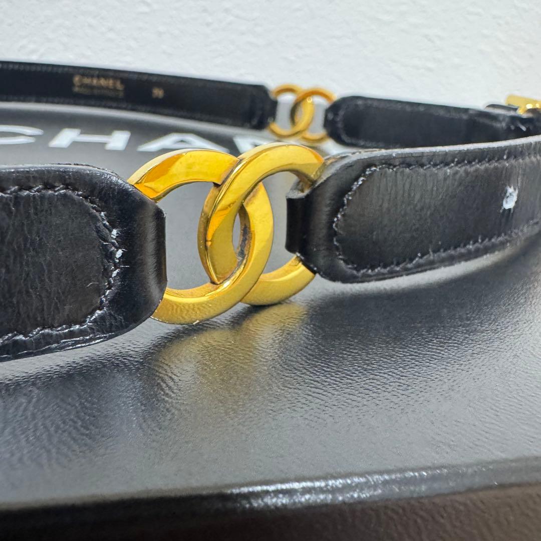 【美品】シャネル CHANEL ベルト レザー ココマーク 黒 ヴィンテージ