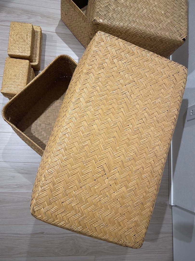 行李（こうり）セット　網代編み かご収納 古道具 古民家 レトロ　アンティーク