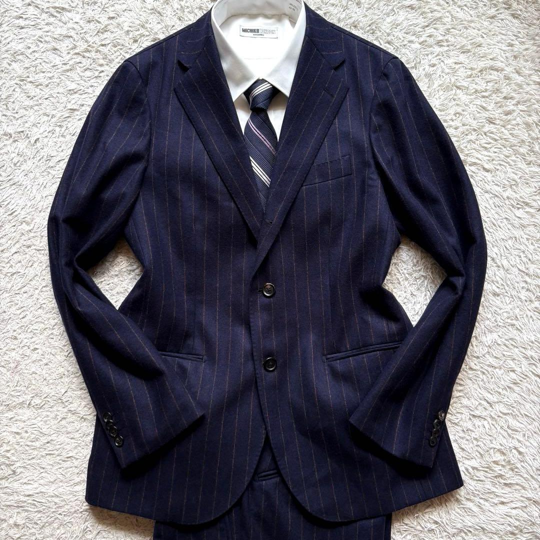★カノニコ Lサイズ★ONLY セットアップ スーツ 太ストライプ ネイビー