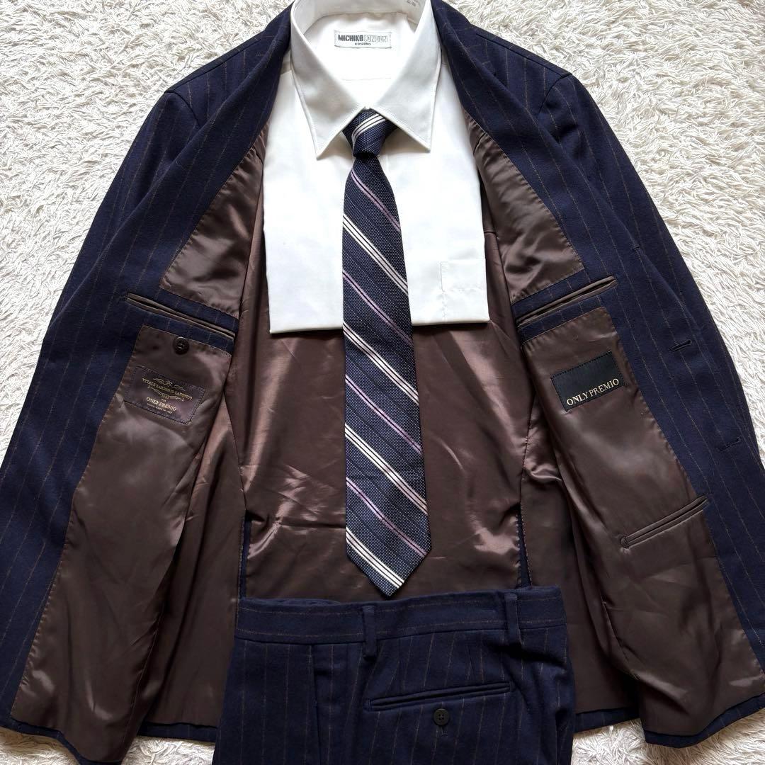 ★カノニコ Lサイズ★ONLY セットアップ スーツ 太ストライプ ネイビー