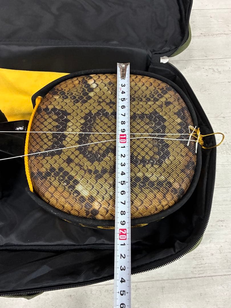 B0105）沖縄三線 蛇三線 人工皮 蛇柄 三味線 和楽器 ソフトケース付き