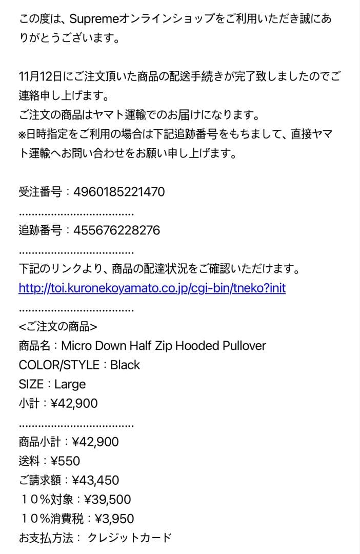 ジャケット・アウター Supreme Micro Down Half Zip L size