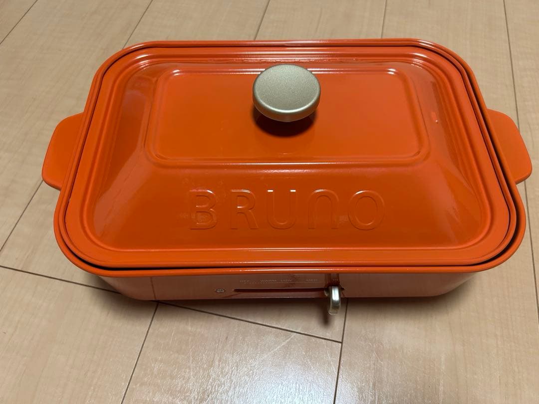 BRUNO コンパクトホットプレート　オレンジ たこやきプレート　鍋プレート付き