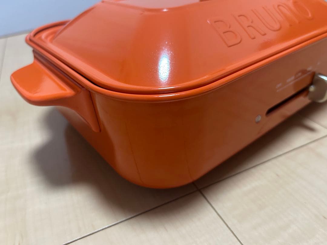 BRUNO コンパクトホットプレート　オレンジ たこやきプレート　鍋プレート付き