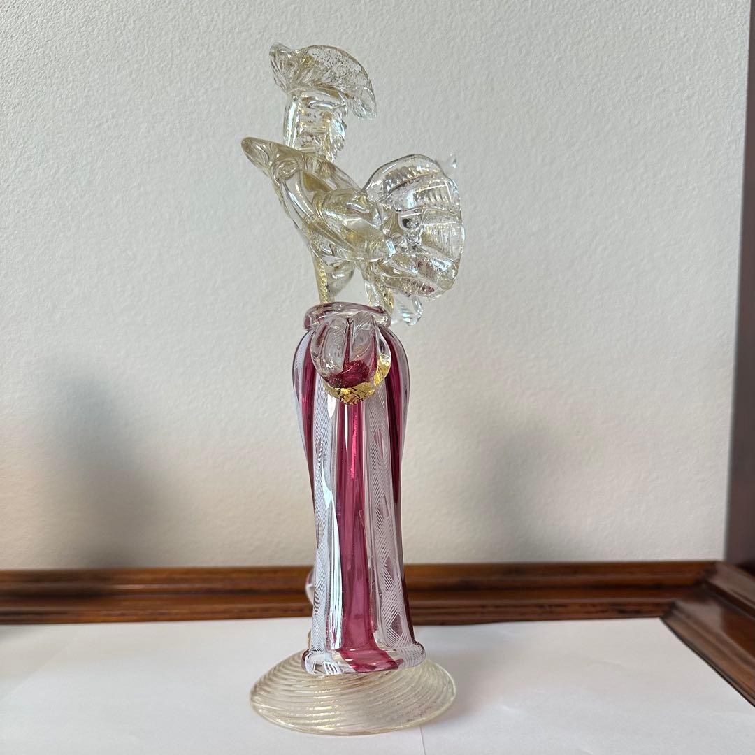 ☆ムラーノ☆ベネチアングラス☆バラリンレース／金彩☆大型 フィギュリン☆2体☆