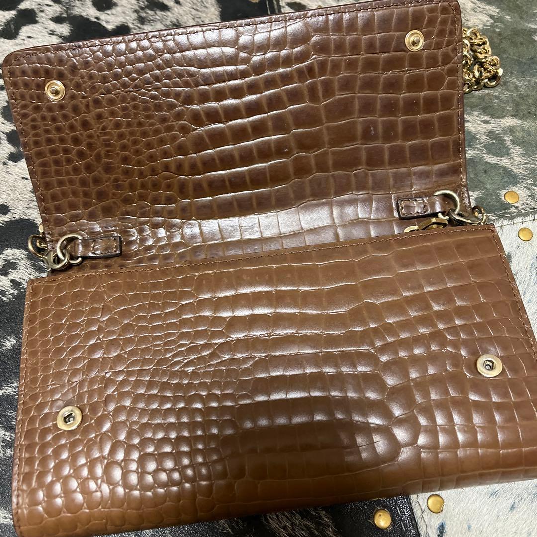 Max Mara ブラウン クロコダイル風 クラッチバッグ