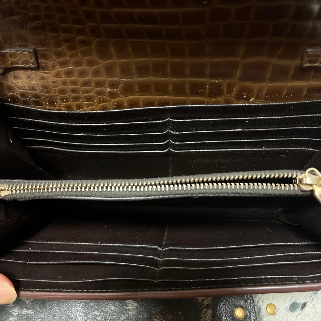 Max Mara ブラウン クロコダイル風 クラッチバッグ