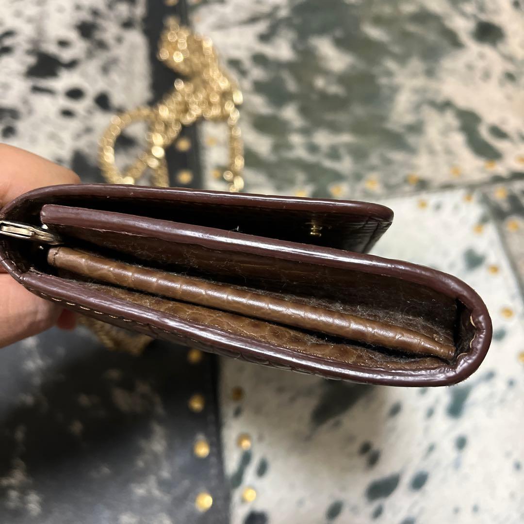 Max Mara ブラウン クロコダイル風 クラッチバッグ