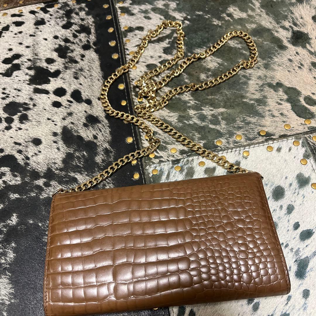 Max Mara ブラウン クロコダイル風 クラッチバッグ