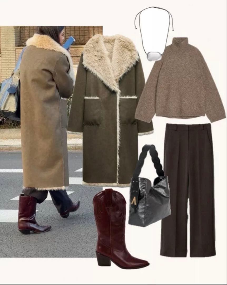 ZARA リバーシブル　ダブルフェイスロングコート