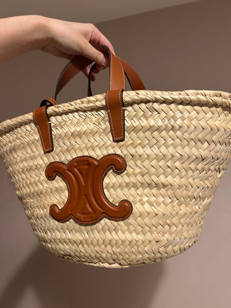 ティーン CELINE クラシック パニエ / ラフィア ＆ カーフスキン