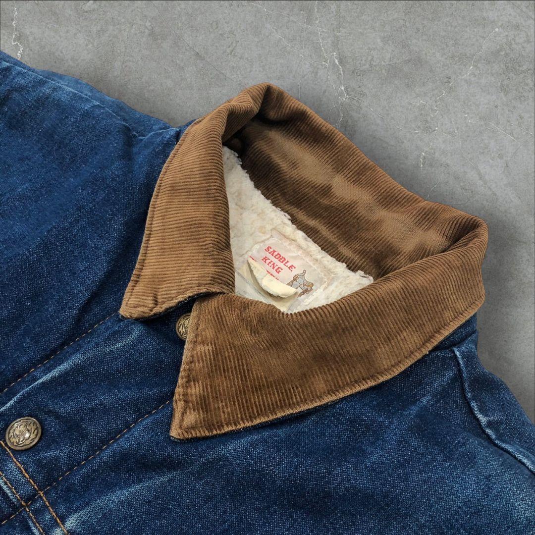 鬼フェード80sUSA製ヴィンテージデニムシェルパジャケット襟コーズショート丈G