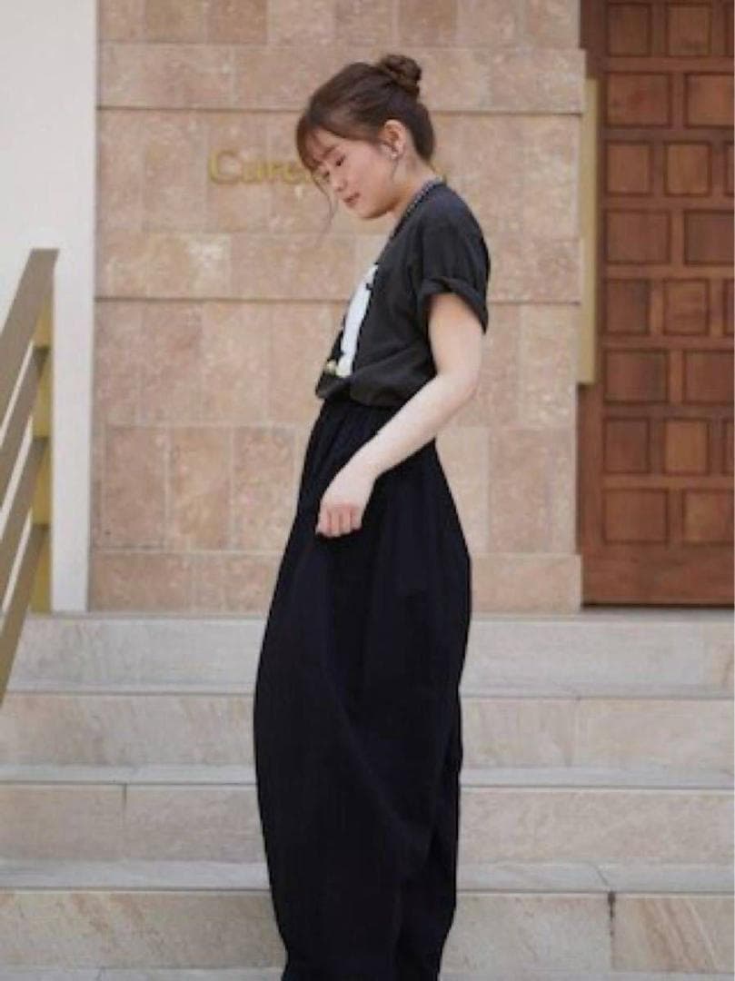 Curensology カレンソロジー　コットンリネンドロストパンツ　ブラック