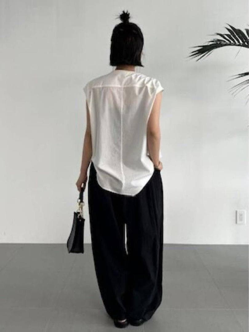 Curensology カレンソロジー　コットンリネンドロストパンツ　ブラック