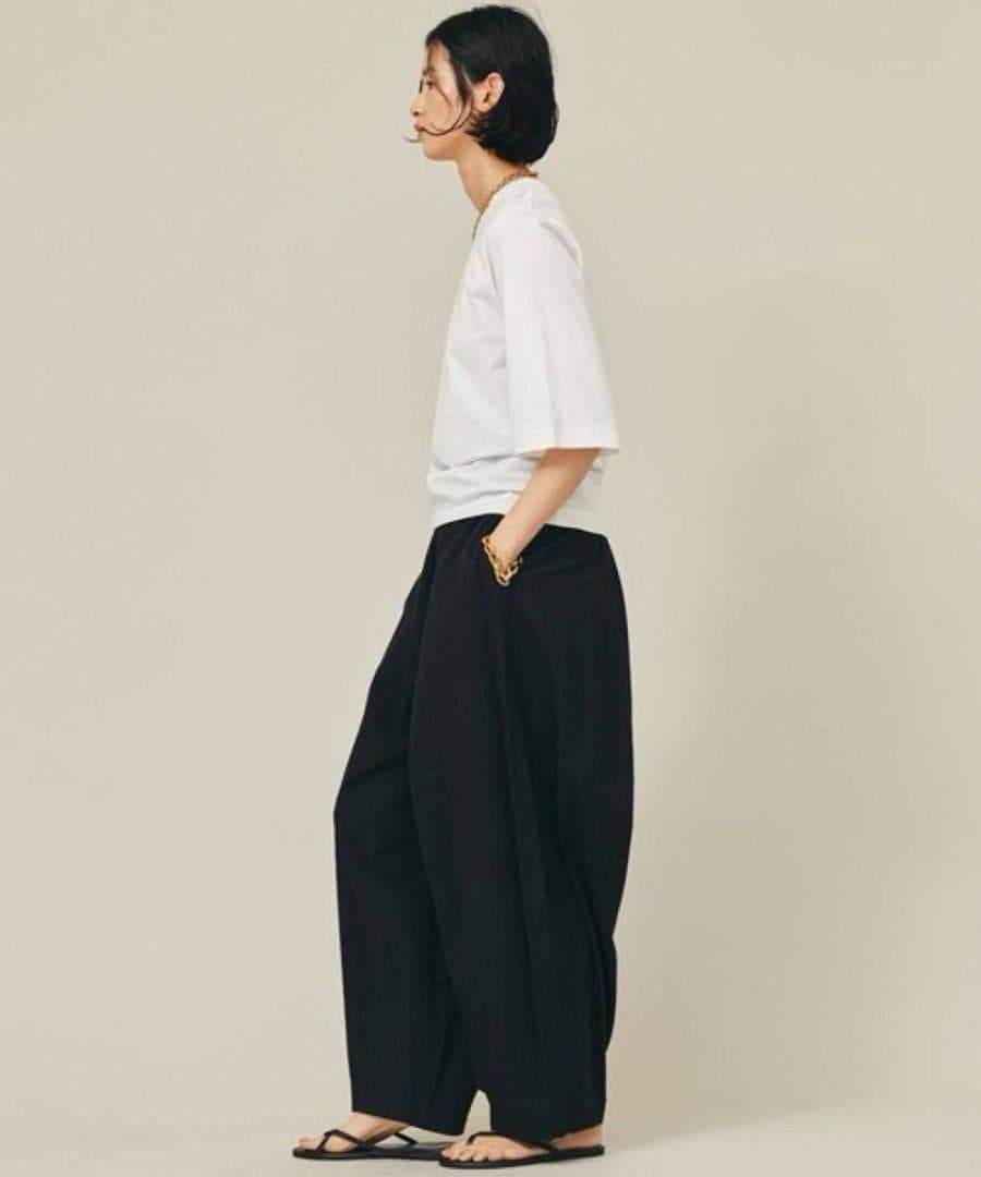 Curensology カレンソロジー　コットンリネンドロストパンツ　ブラック