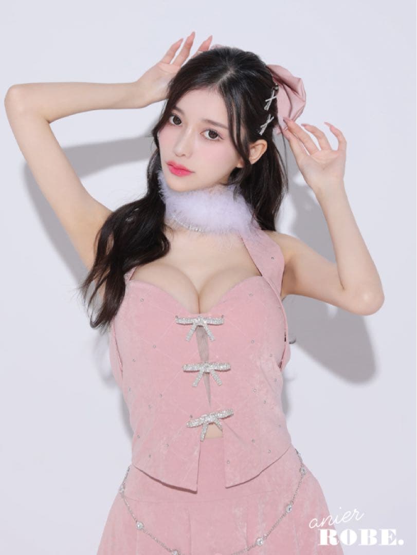 ローブドフルール　ビジューセットアップピンク