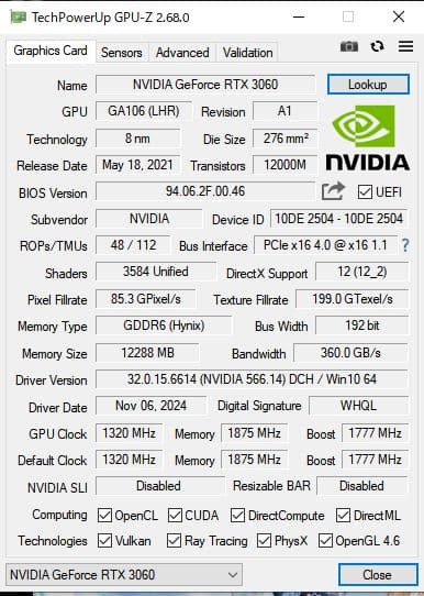 【動作良好】Palit RYX 3060 Dual 12GB | 箱•説明書あり