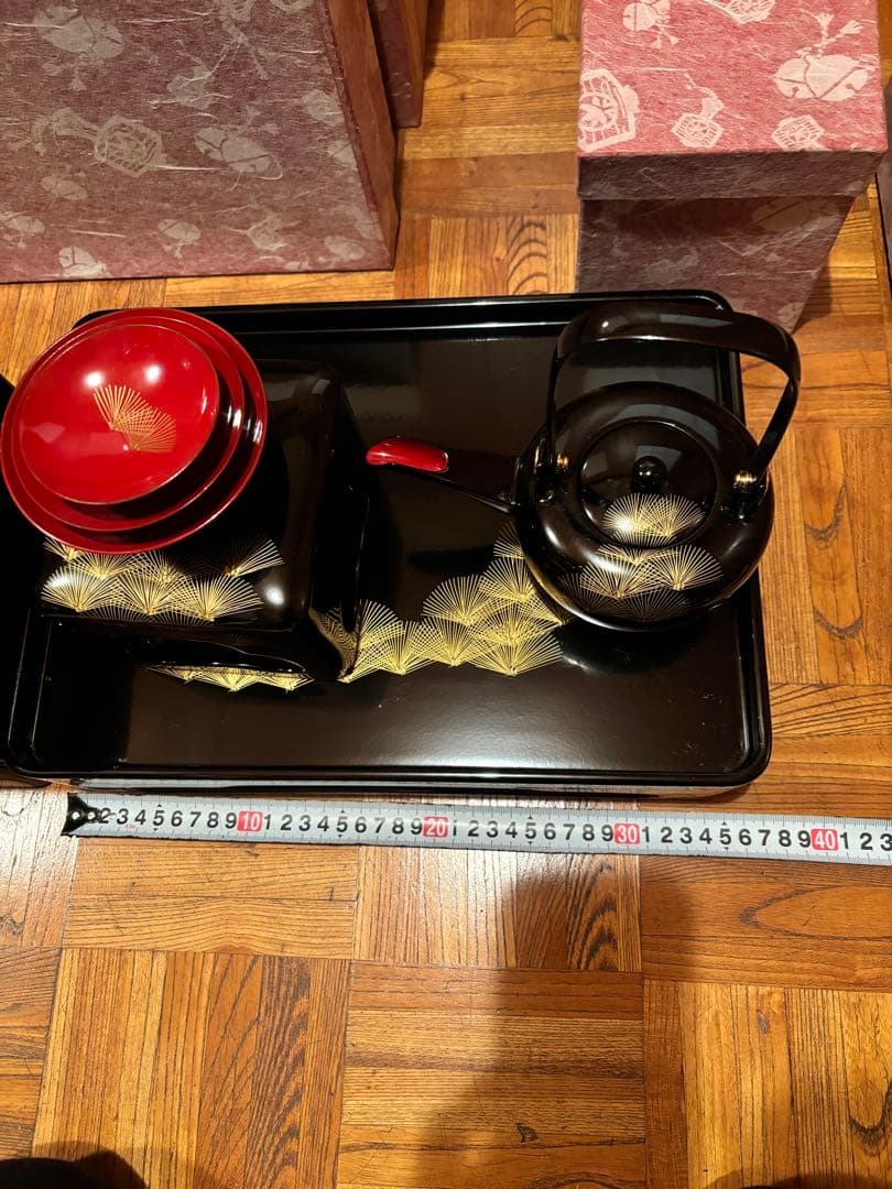 T*o様 会津塗り　漆塗り重箱・茶器セット