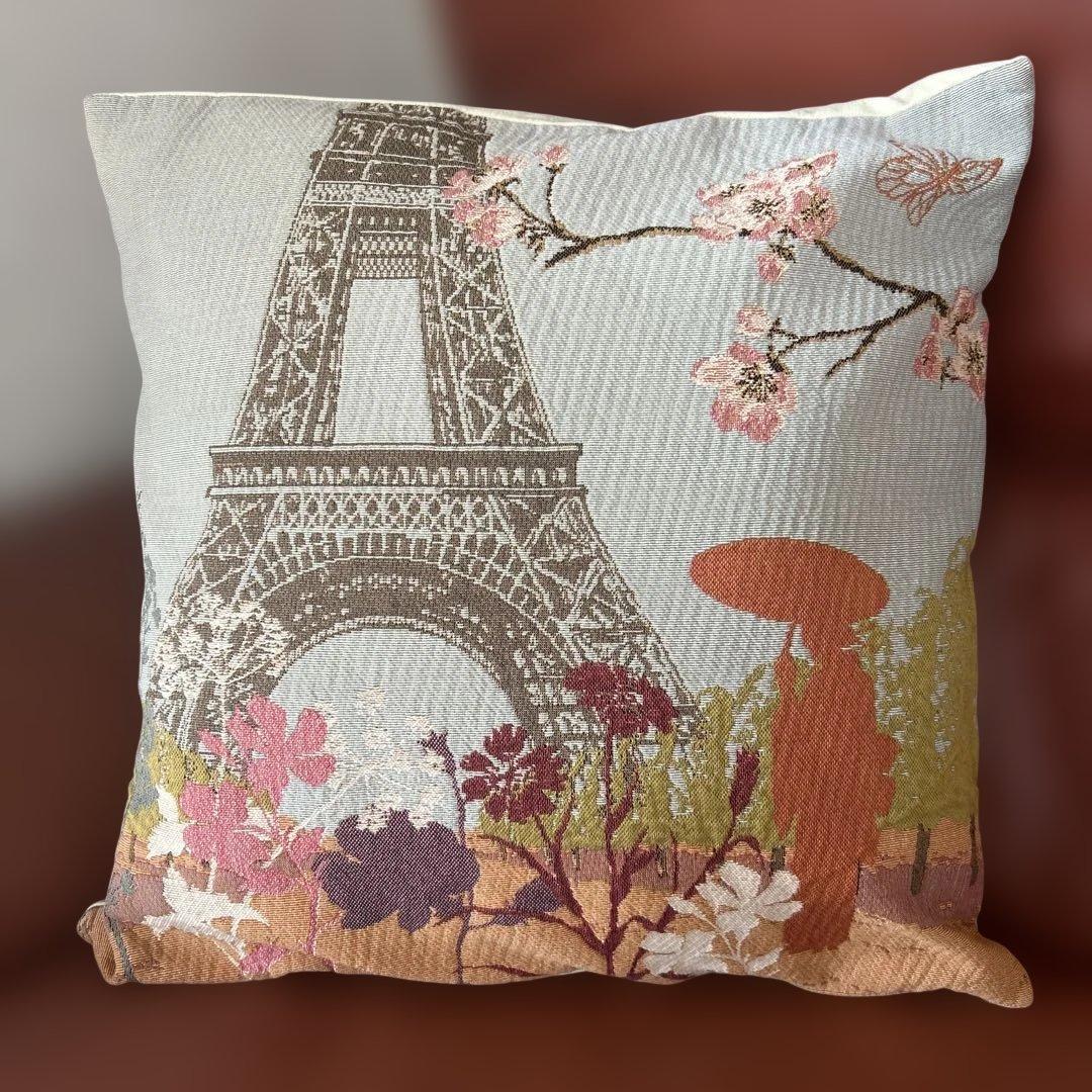 IOSIS クッションカバー　エッフェル塔、風景柄2枚組　イヴドローム