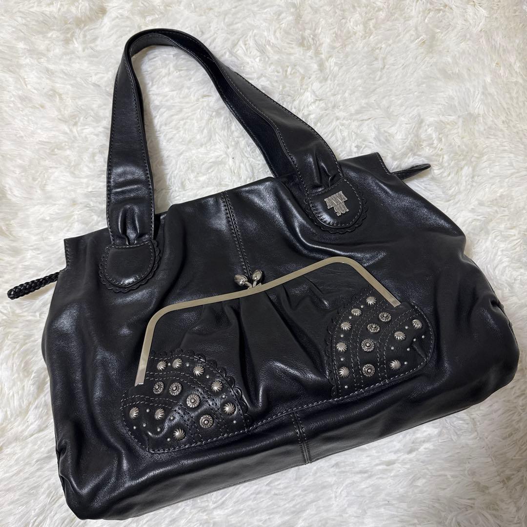 【ANNA SUI 】がま口 バッグ ブラック スタッズ☆美品☆